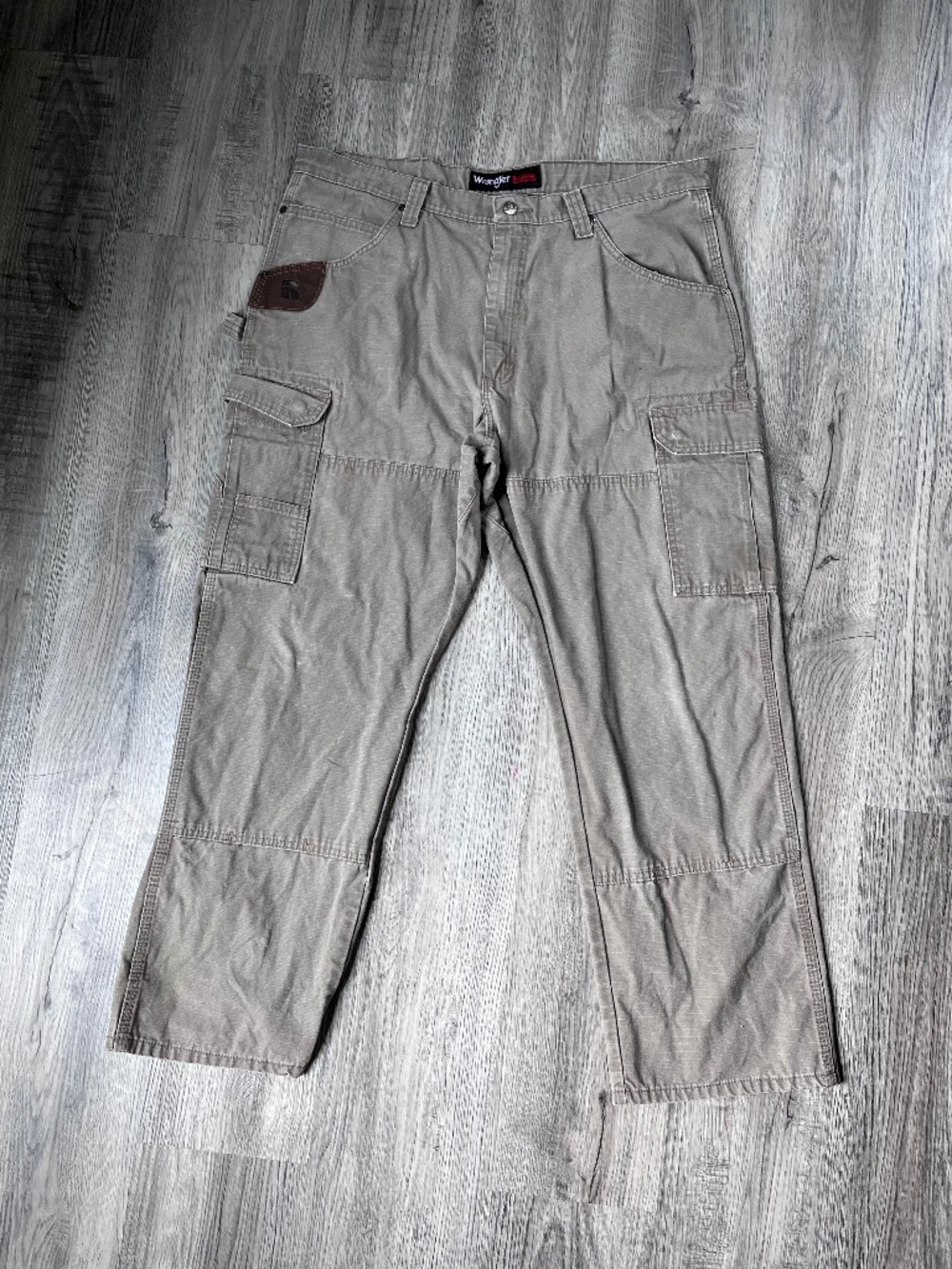 Lot of 2 Wrangler Pants Men 38x30 tan Carpenter cargo Riggs Ripstop Workwear